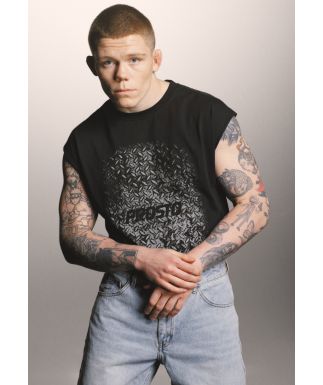 Grade top boxy bawełniany męski czarny