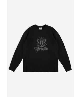 Crest longsleeve męski bawełniany czarny