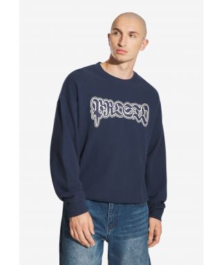 Graffiti bluza męska bawełniana granatowa