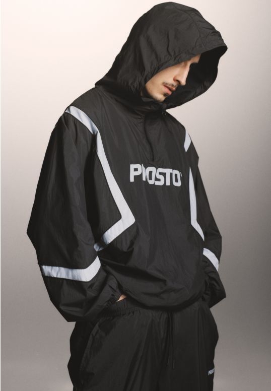 Sprinter kurtka męska regular czarna z jasnoniebieskimi panelami