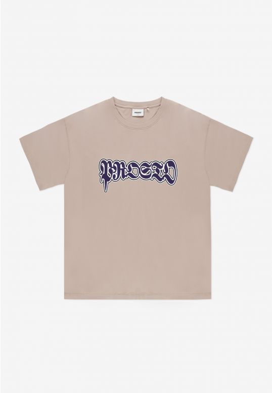 Graffiti t-shirt bawełniany beżowy