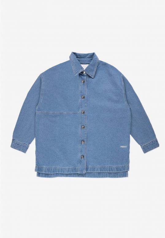 Long koszula bawełniana damska niebieska