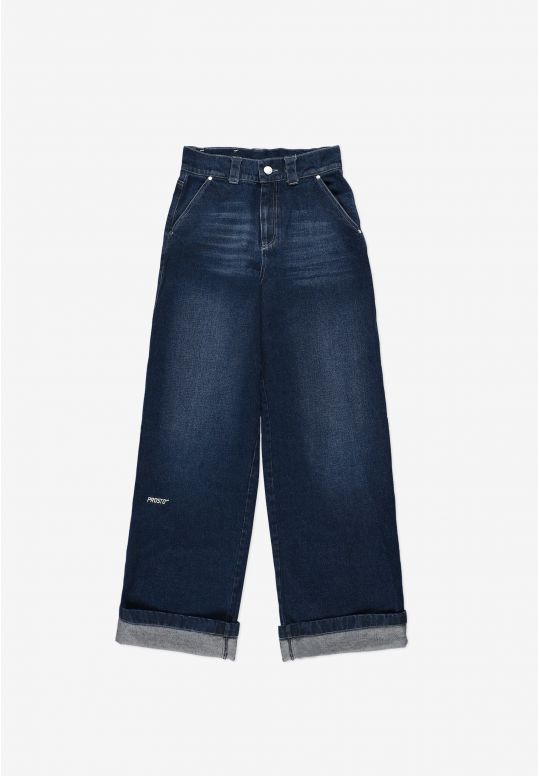 Long Pants Work damskie jeansy niebieskie