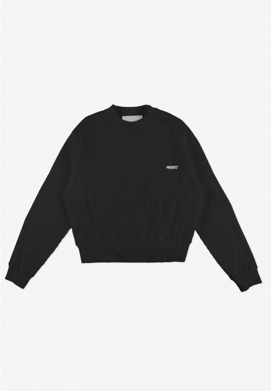 Ribbed bluza bez kaptura damska czarna