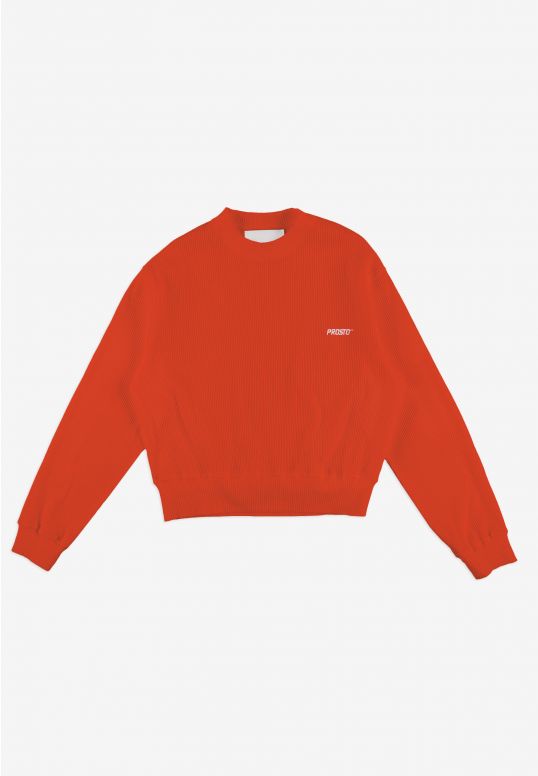 Ribbed bluza bez kaptura damska czerwona