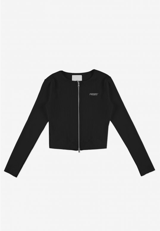 Zip Ribbed longsleeve rozpinany damski czarny