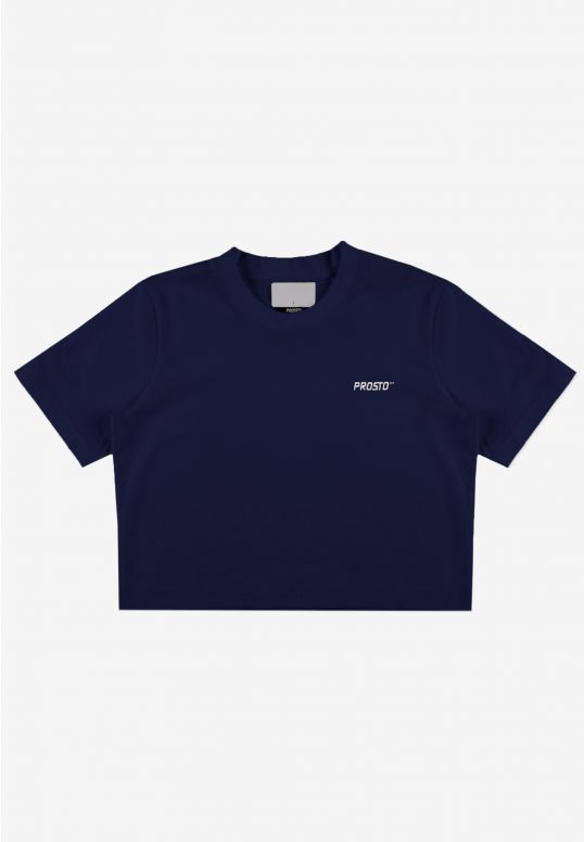 Heavyweight t-shirt bawełniany damski granatowy