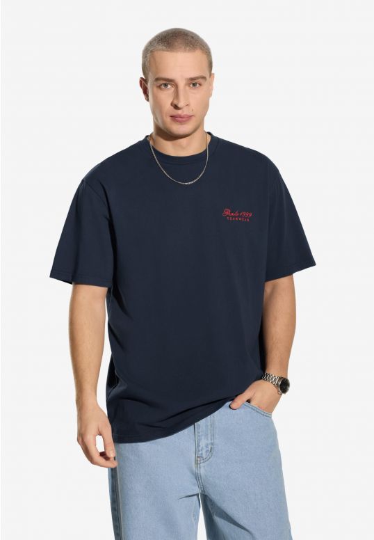 Team t-shirt bawełniany granatowy