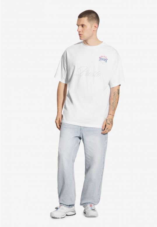 Football t-shirt męski bawełniany biały