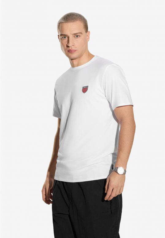 Shield t-shirt bawełniany slim biały