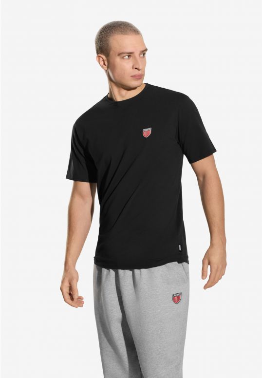 Shield t-shirt bawełniany slim czarny