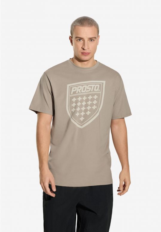 Shield t-shirt bawełniany beżowy