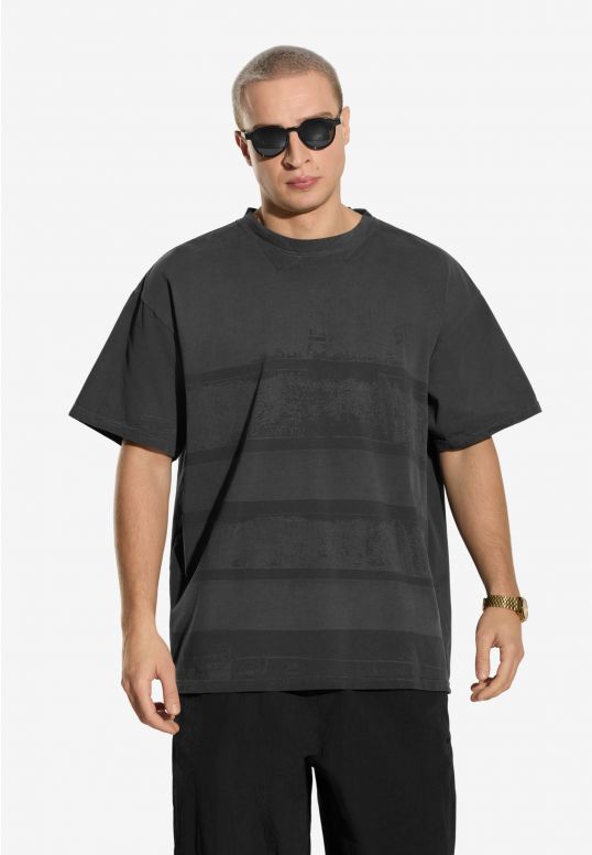 ST t-shirt bawełniany grafitowy