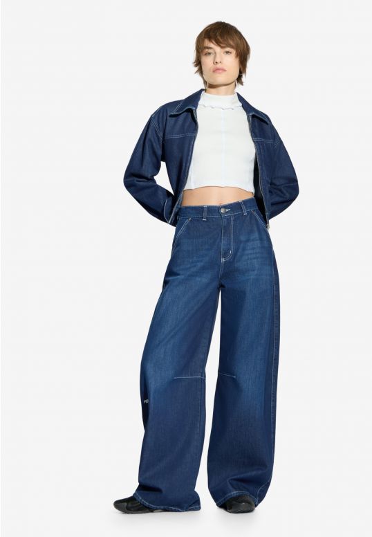 Dart Pants Work spodnie jeansy damskie granatowe