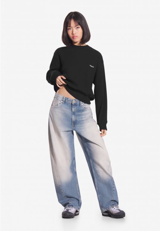 Ribbed bluza bez kaptura damska czarna