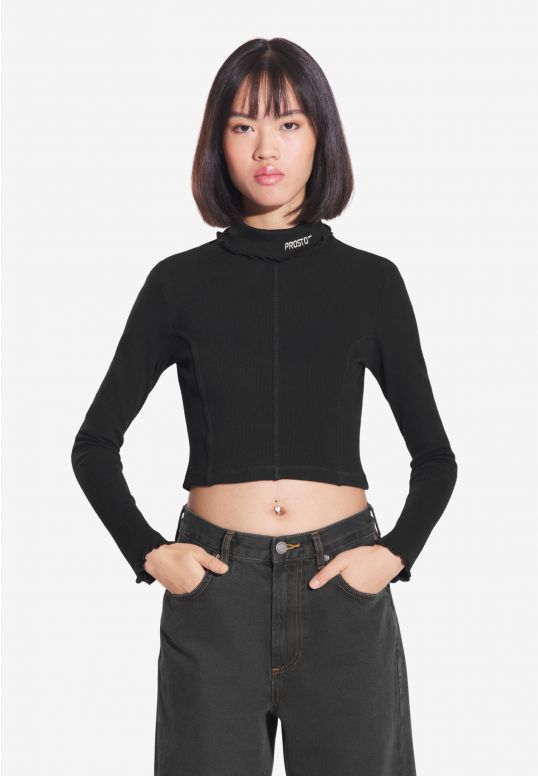 Turtleneck Ribbed longsleeve damski czarny
