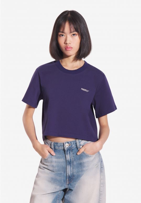 Heavyweight t-shirt bawełniany damski granatowy