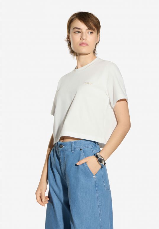 Heavyweight t-shirt bawełniany damski biały