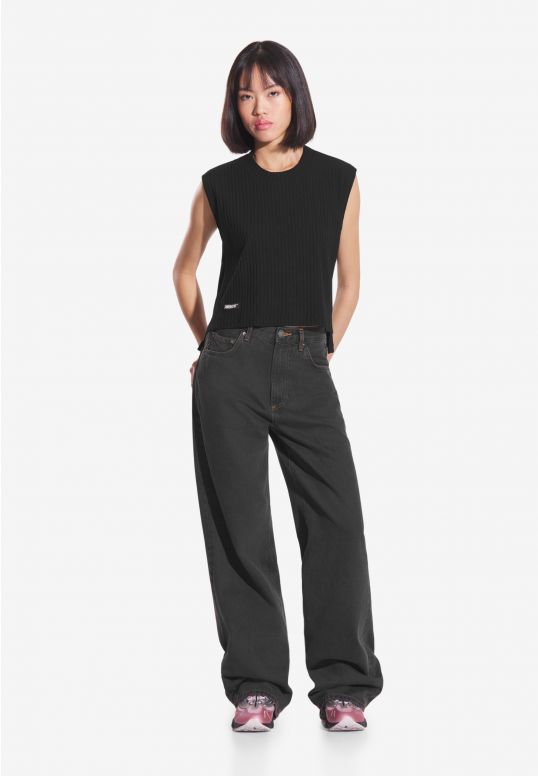 Bamboo top damski czarny